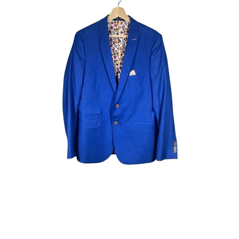 Paisley & Gray Blazer Blue Cobalt Slim Fit Blazer Jacket Tropical Men's Size 38R